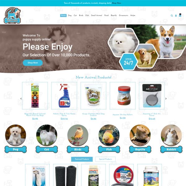 Puppy Supply Ecommerce Website - Pet Products Online Store Example